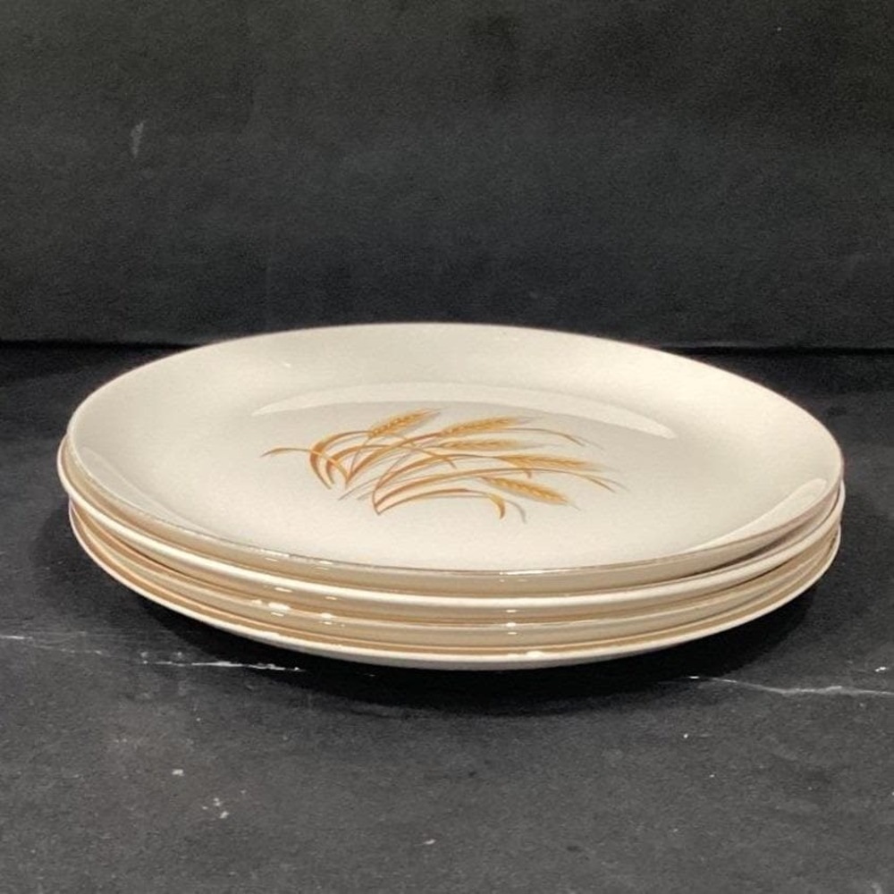 Homer Laughlin Golden Wheat Dinner Plates, Set of 4, Vintage Mid-Century Ceramic - Picture 8 of 11